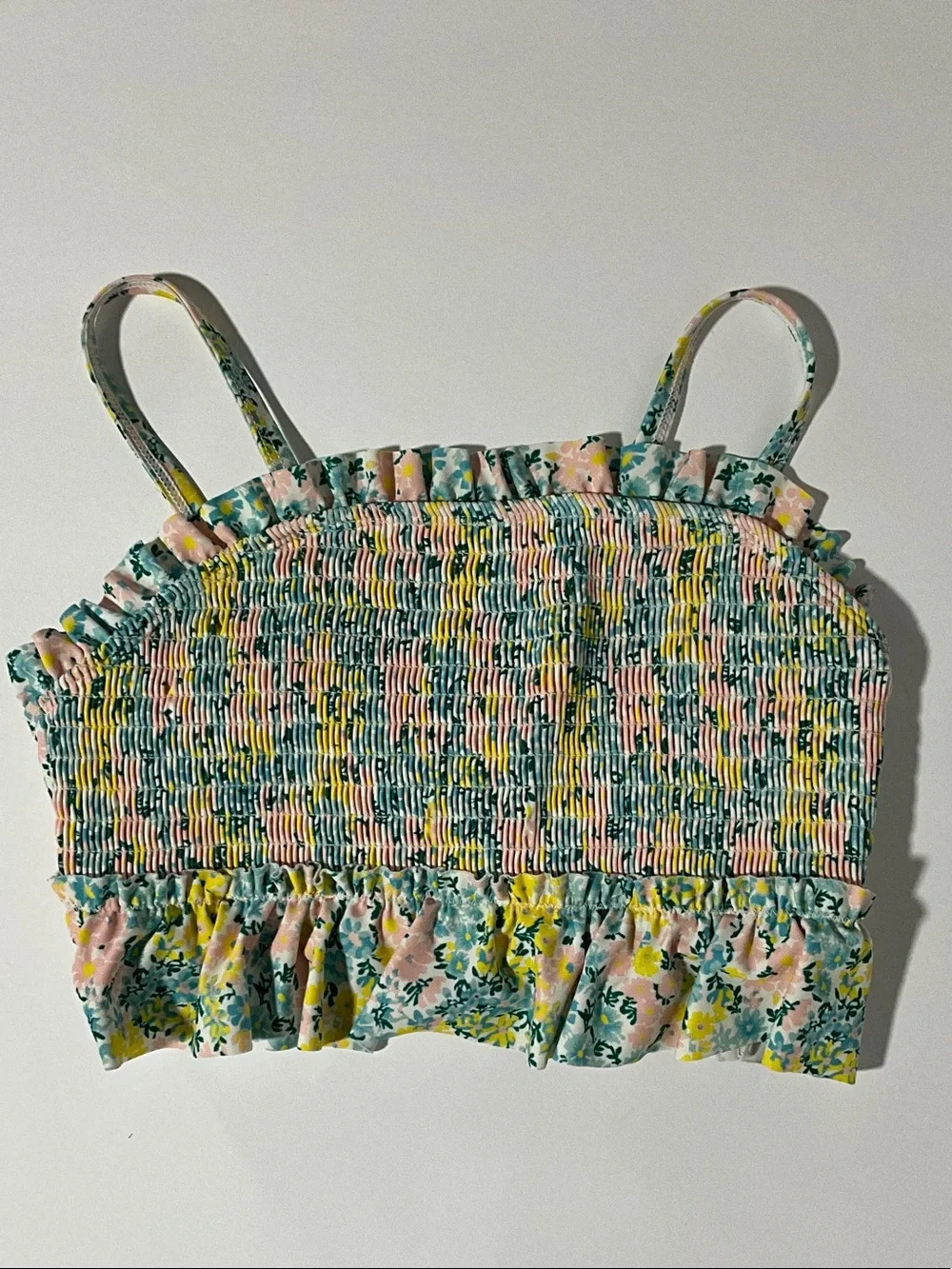 Tucker + Tate Floral Smocked Tank Top - Pink, Green, Yellow